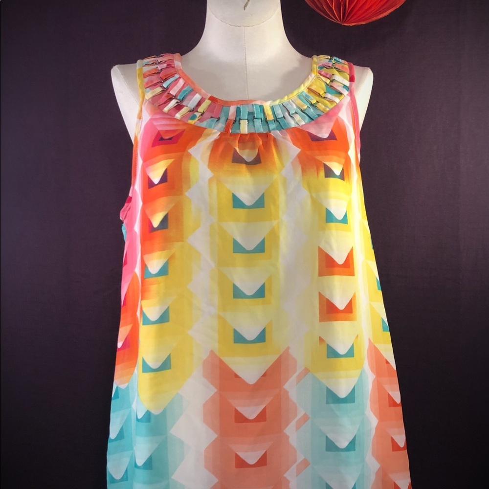 Madison Paige, Abstract, Geometric Print, Top
